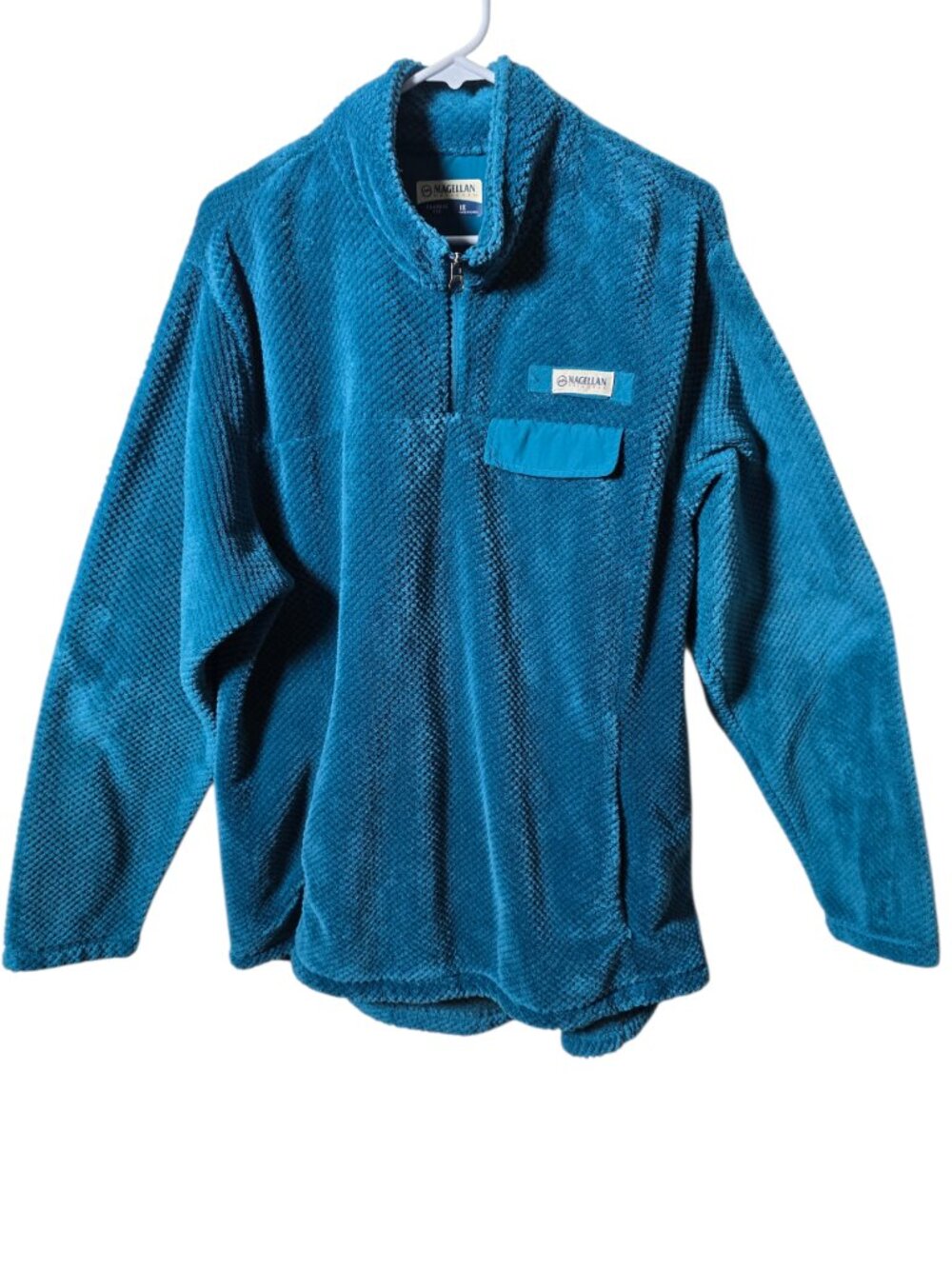 Magellan Outdoors Fleece Pullover Mens 1X Teal Quarter Zip Fishing Jacket